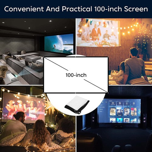 TMY Mini Projector with 100" Screen, 1080P