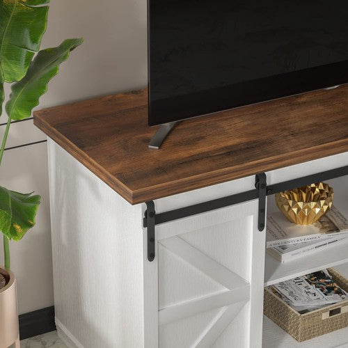 JUMMICO TV Stand for 65 Inch TV, Entertainment Center with Sliding Barn Doors