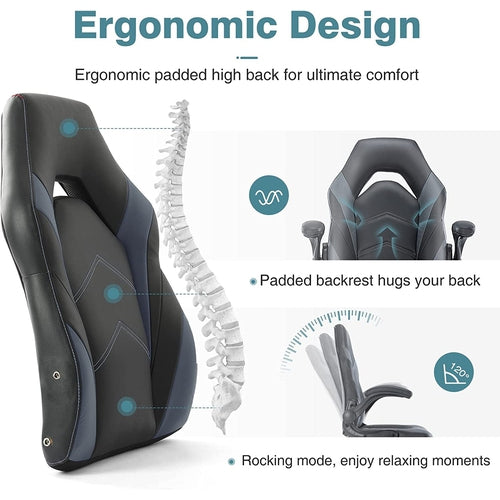 Ergonomic Office/Gaming Chair with Flip-Up Armrests and Lumbar Support