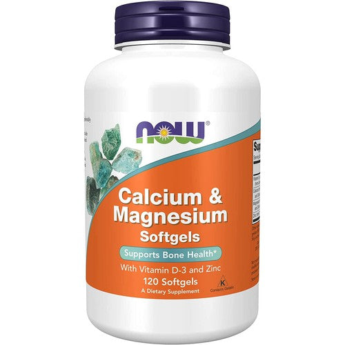Now Calcium & Magnesium with Vitamin D3 & Zinc 120 Soft Gels Gibbs