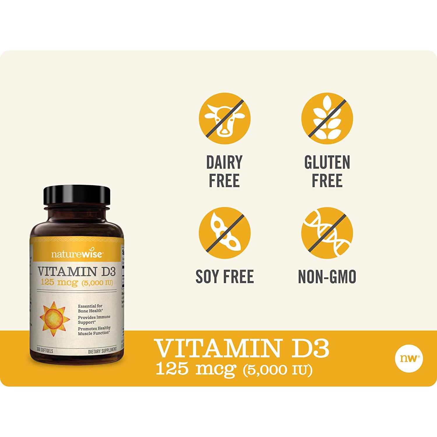 Naturewise Vitamin D3 5000Iu 1 Year Supply