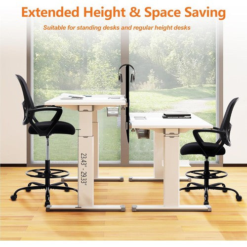 Sweetcrispy Ergonomic Cashier Chair, Tall w/ Lumbar Support and Footrest