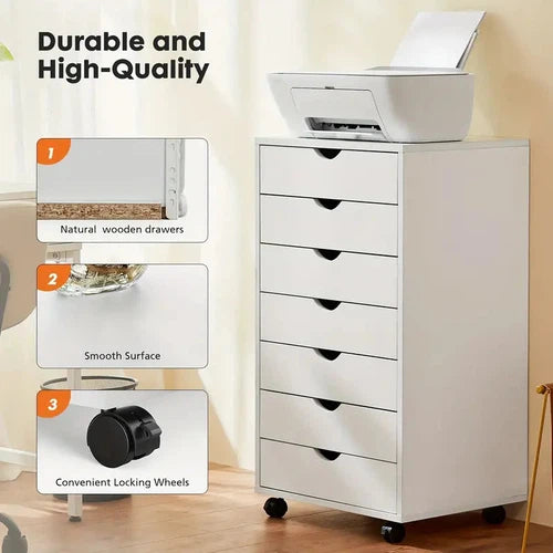 OLIXIS 7-Drawer Mobile File Cabinet