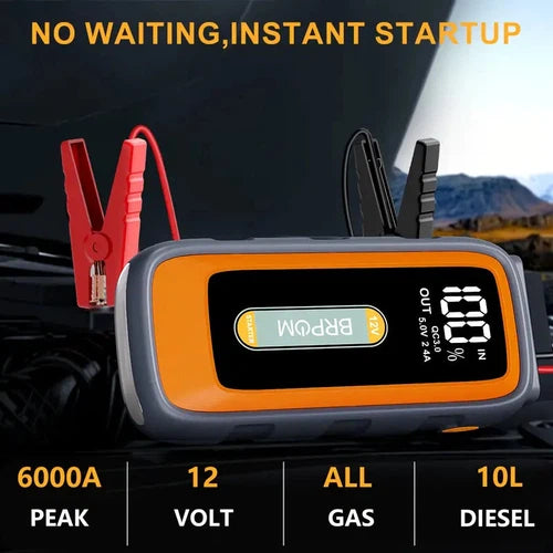 BRPOM Car Jump Starter, 6000A, Peak 26,800mAh