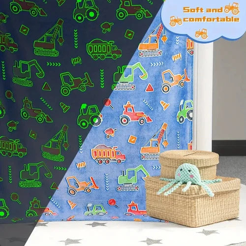 Car Tractor Pattern Fluorescent Flannel Blanket 50" x 60"