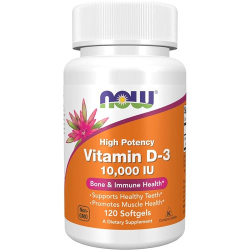 NOW Foods Supplements, Vitamin D-3 10,000 IU, Highest Potency, 120 Softgels