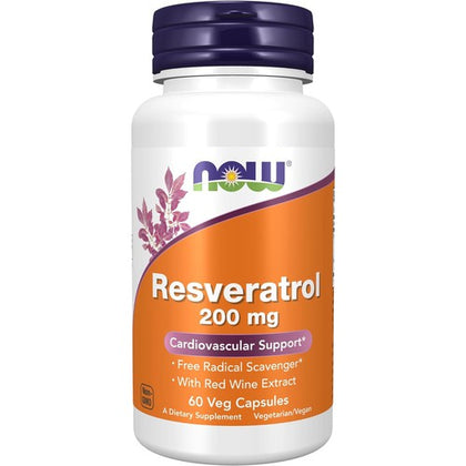 NOW Supplements, Natural Resveratrol 200 Mg w/ Red Wine Extract