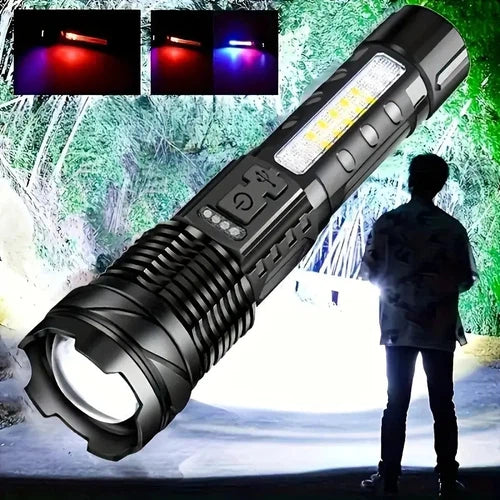 Anyice LED Rechargeable Flashlight - 7 Lighting Modes, Adjustable Focus