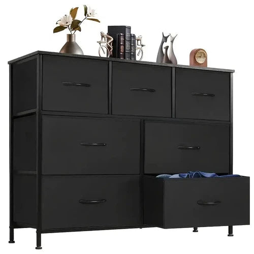 Sweetcrispy 7-Drawer Fabric Storage Tower Dresser, Supports Up to 45" TV