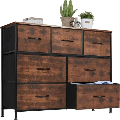 Sweetcrispy 7-Drawer Fabric Storage Tower Dresser, Supports Up to 45" TV