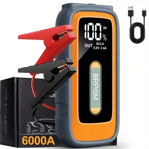 BRPOM Car Jump Starter, 6000A, Peak 26,800mAh