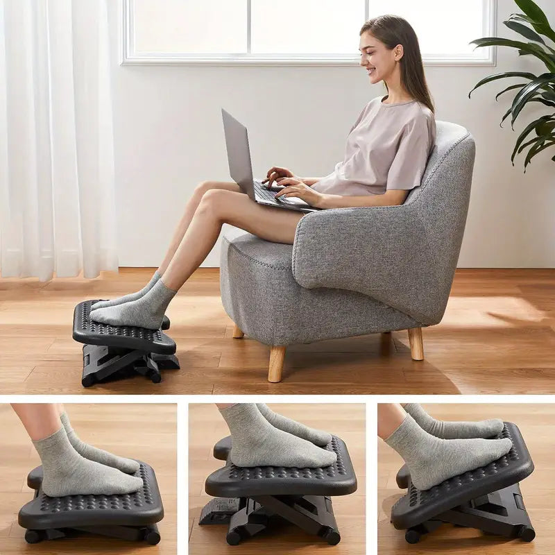 DREAMSMITH Ultimate Comfort Adjustable Desk Foot Pedal with Massage Rollers