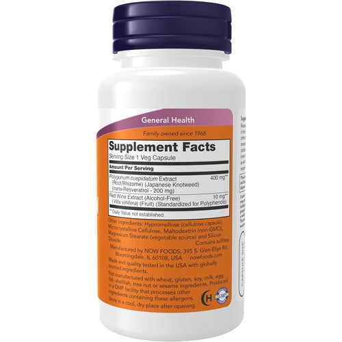 NOW Supplements, Natural Resveratrol 200 Mg w/ Red Wine Extract