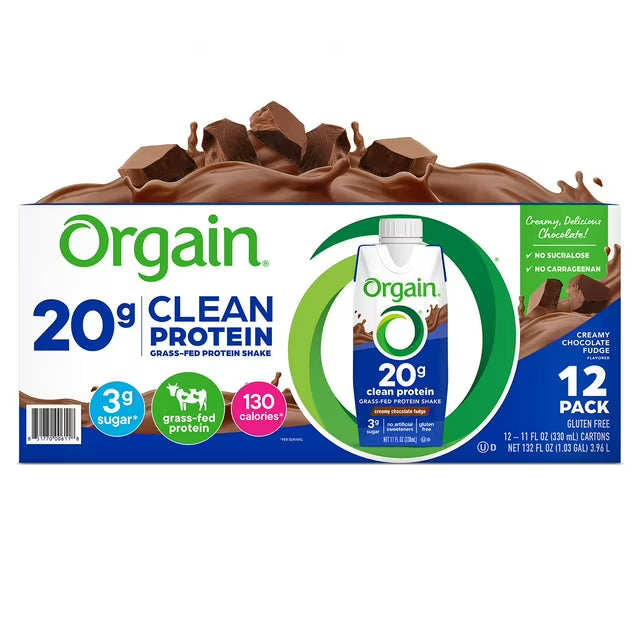 Orgain 20g Clean Protein Grass Fed Shake, 11 fl. oz.
