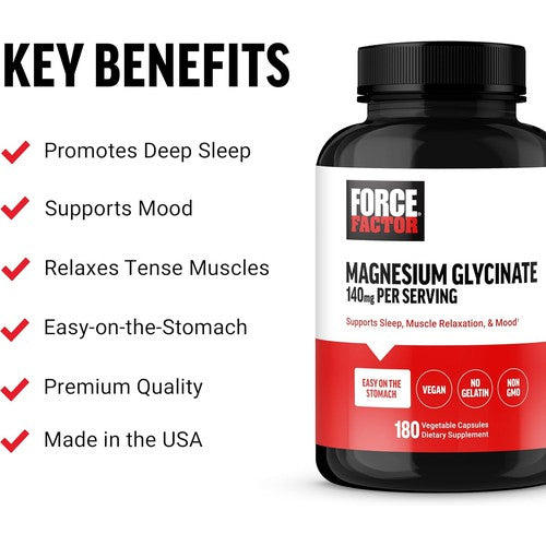 Force Factor Magnesium Glycinate, Sleep Support, Muscle Relaxation and Mood 