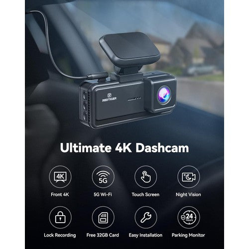 REDTIGER 4K Dash Cam Front, 5G Wi-Fi , 2160P UHD Night Vision
