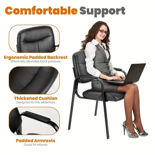 OLIXIS Executive Guest Chair - Plush Padded Arms, Durable PU Leather