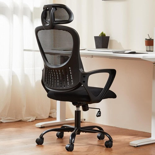 Sweetcrispy  Ergonomic High-Back Mesh Office Chair w/ Adjustable Headrest