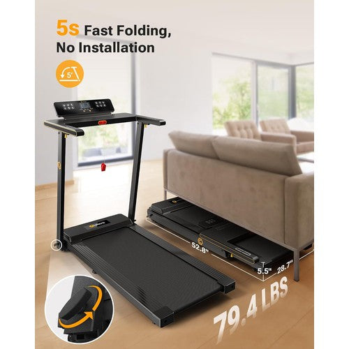 UREVO Folding Treadmill, Max 3.0 HP Treadmill w/ 12 Pre Set Programs, Wider Tread Belt, Pulse Detection