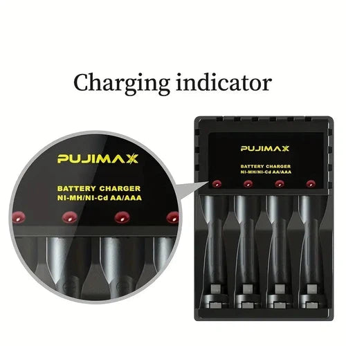 PUJIMAX 4-Slot Intelligent Charger for AA/AAA 1.2V Nickel-Hydrogen Batteries