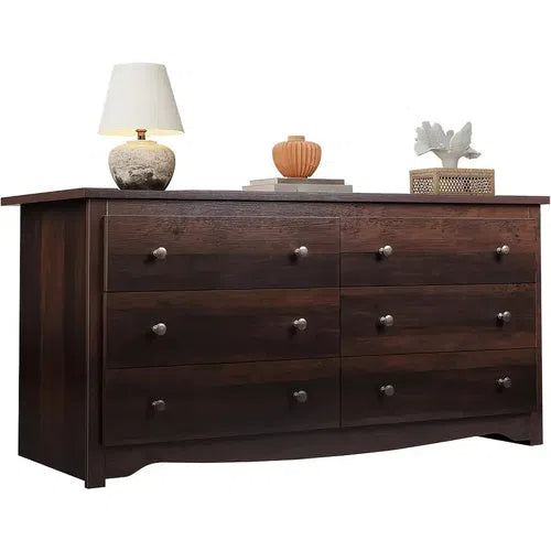 WLIVE American-Style Wooden Dresser w/ 6 Drawers