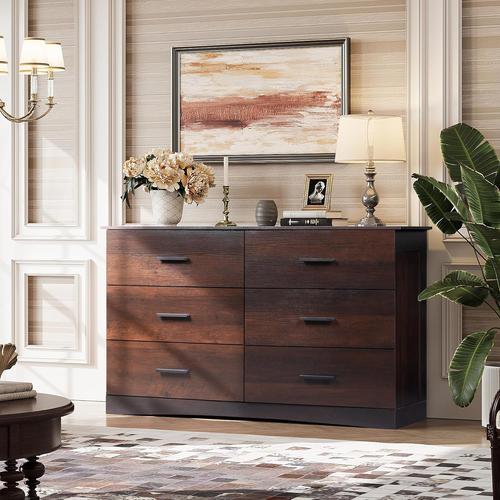 WLIVE 6 Drawer Modern Minimalist Chest of Drawers/Dresser