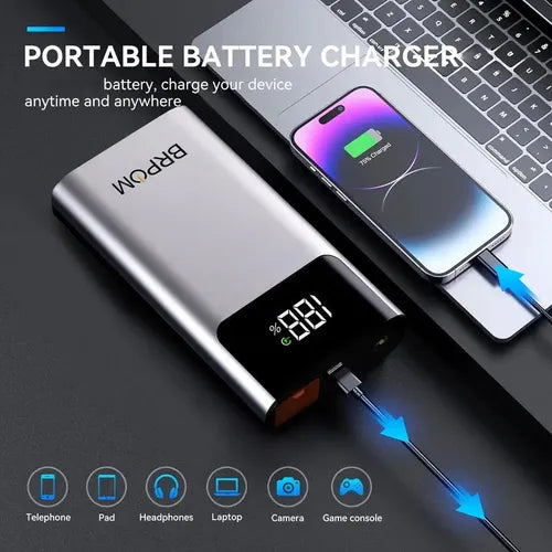 BRPOM 12V Car Jump Starter with LED Light & Large LCD Screen - 4000A