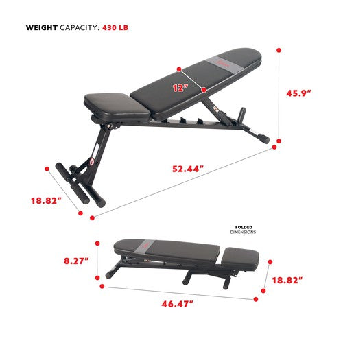 Sunny Health & Fitness Adjustable Utility Weight Bench - SF-BH6921