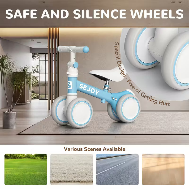 SEJOY Toddler Balance Bike, 1-3 Years - Adjustable Height & Seat