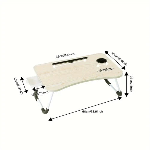 Foldable Lap Desk w/ Cup Holder, Laptop Slot, Storage Drawer