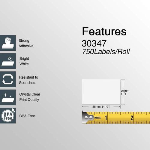 BETCKEY - Compatible DYMO 30347 (1" X 1-1/2") Book Spine Labels - Compatible with DYMO Labelwriter 450, 4XL, NOT FIT 550 & 5XL [10 Rolls/7500 Labels]