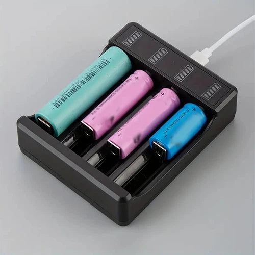 Universal 4 Battery USB Smart Charger, for 3.7V 18650 Lithium Batteries