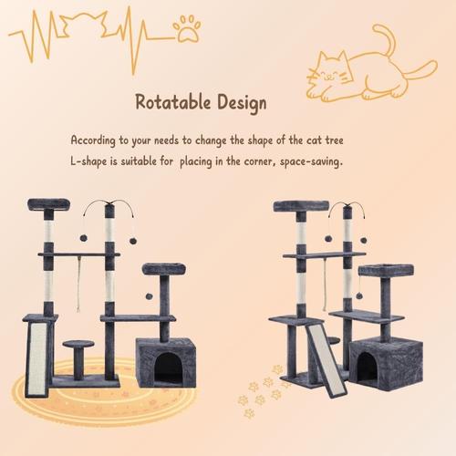 Yaheetech Cat Tree, 53.5" Pet Play House w/ Sisal Scratching Posts