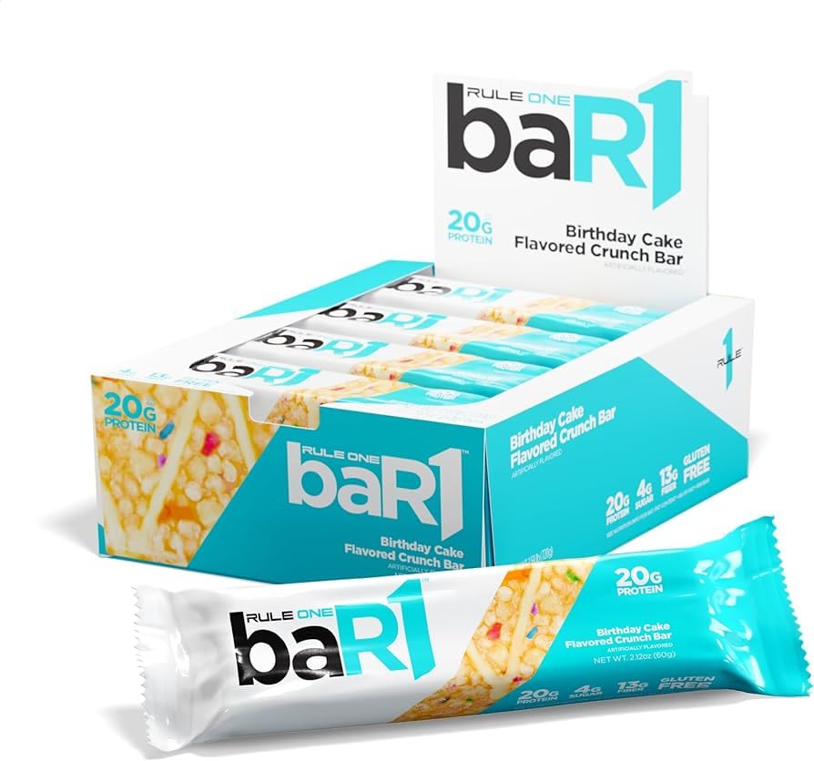 Rule 1 BAR1 Crunch Bar, 20G Whey Protein, Eaas/Bcaas, 12G Fiber, Gluten Free