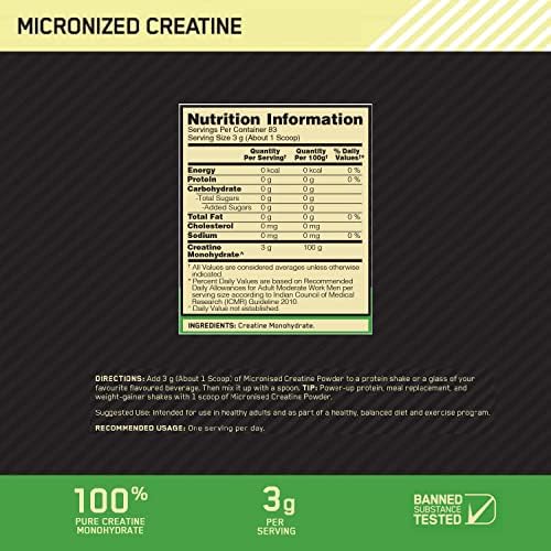 Optimum Nutrition Micronized Creatine Monohydrate Powder, 5G