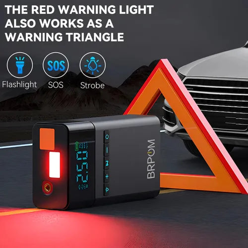 BRPOM 4-in-1  Car Jump Starter, Portable Air Compressor, Power Bank LED Light