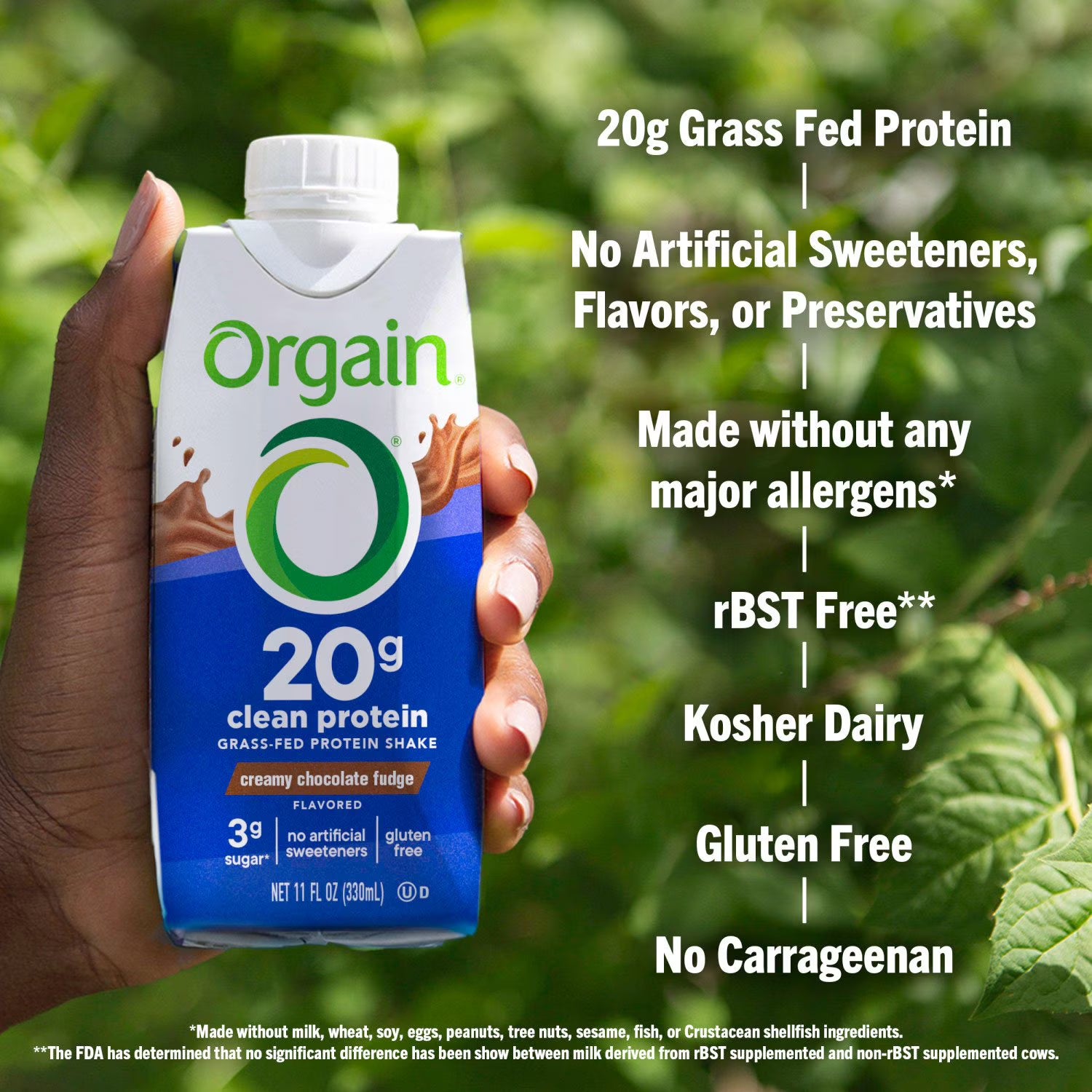 Orgain 20g Clean Protein Grass Fed Shake, 11 fl. oz.