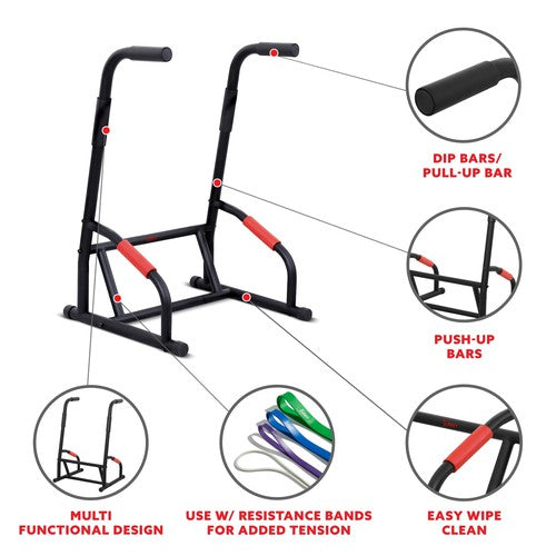 Sunny Health & Fitness Multifunction Dip Station Strength Bar - SF-XF921050