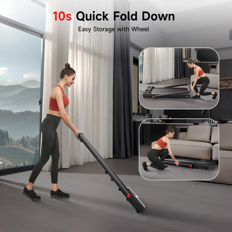 RHYTHM FUN Incline Foldable Walking Pad w/ Handle Bar, NO INCLINE, 300 Lbs