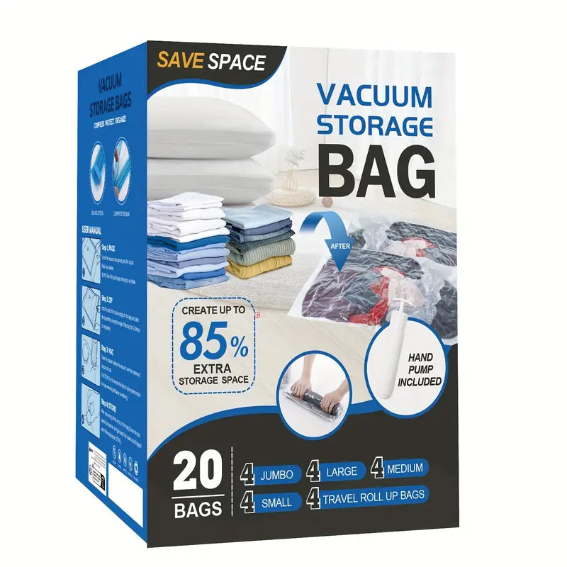 Vacuum Storage Bags, Hand Pump Included