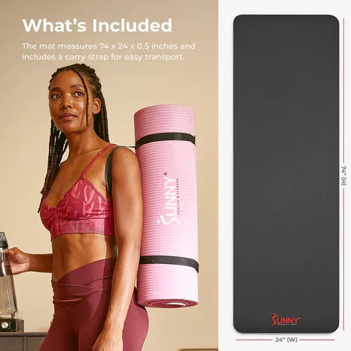 Sunny Health & Fitness Premium 1/2-Inch Extra Thick Exercise Yoga Mat