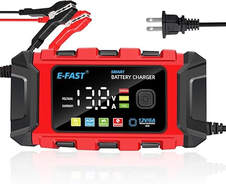 E-FAST Smart Car Battery Charger 6-Amp, 12V (NO JUMP START)