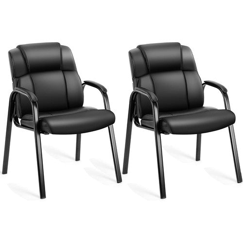 Sweetcrispy Leather Guest Chairs (Set of 2) w/ Padded Arms
