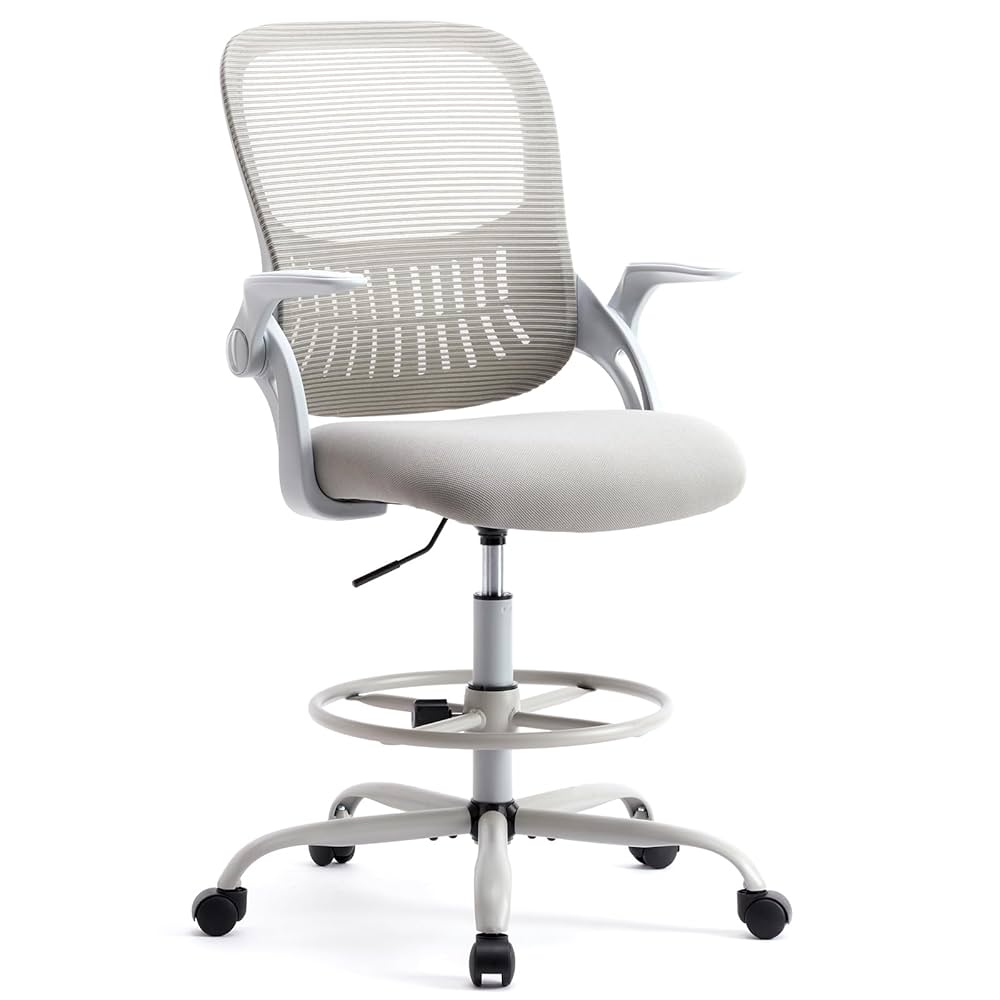 Sweetcrispy Ergonomic Cashier / Drafting Chair, Tall w/ Lumbar Support and Footrest