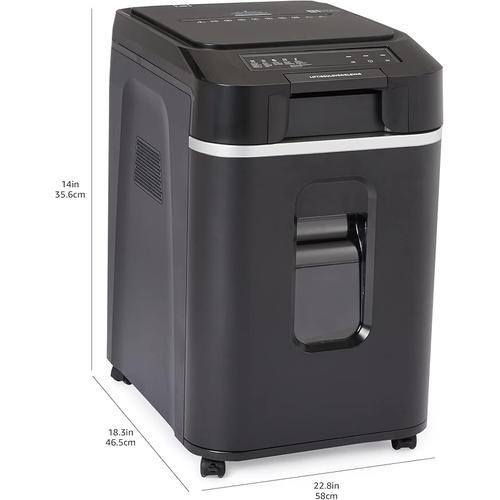 Amazon Basics 200-Sheet Auto Feed Cross Cut Paper Shredder with Pullout Basket