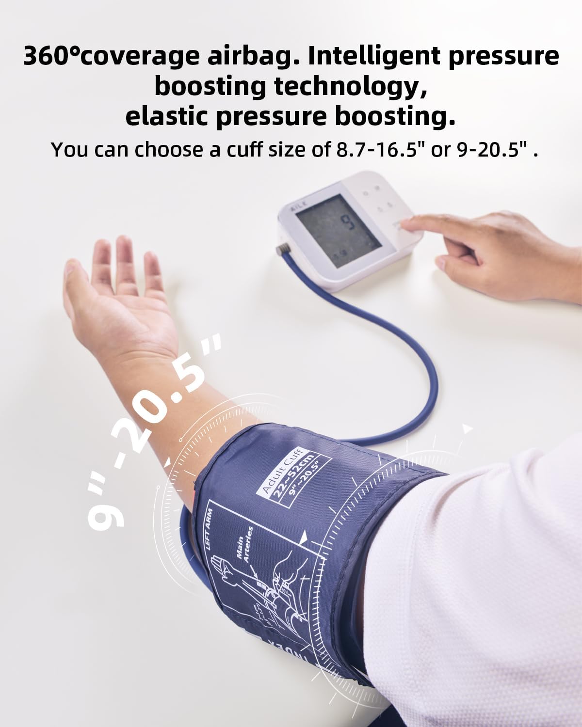 AILE Blood Pressure Machine - Blood Pressure Cuff (8.7-16.5") - Voice Broadcast