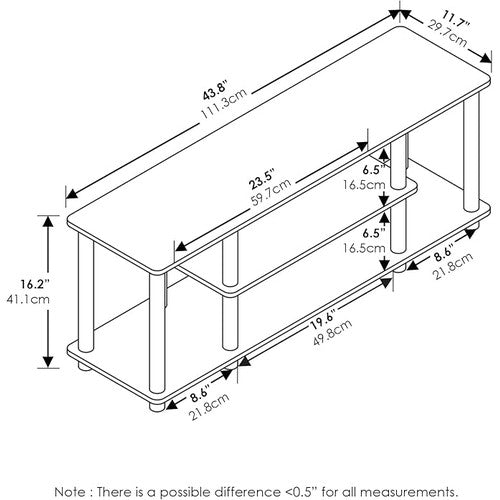 Furinno Turn-N-Tube No Tools 3-Tier TV Stand up to 50 Inch TV, round Tubes