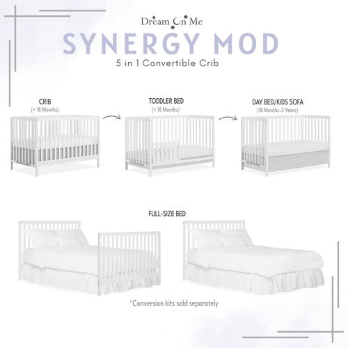 Dream On Me Synergy 5-in-1 Convertible Full-Size Baby Crib