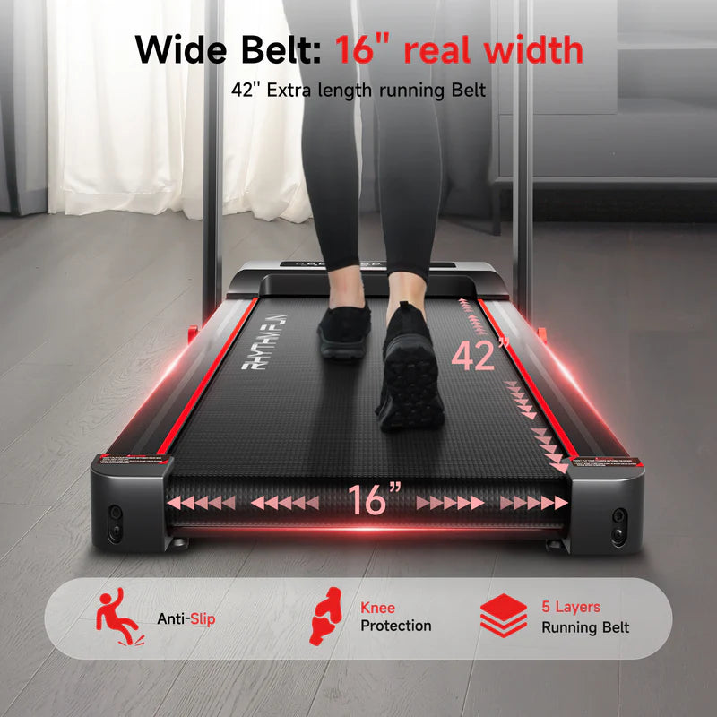RHYTHM FUN Incline Foldable Walking Pad w/ Handle Bar, NO INCLINE, 300 Lbs