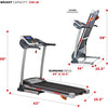 Sunny Health & Fitness Premium Folding Adjustable Incline Treadmill w/Digital Monitor, Shock Absorption